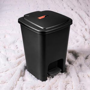 30 Litres Black Hard Plastic Durable Construction Tight-Fitting Lid Step Pedal Garbage Waste Dust Bin
