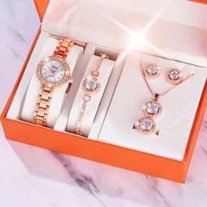Rose gold trendy quartz watch set* 