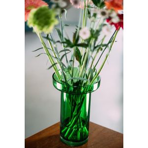 Oval Glass Flower Vase – 30cm Long Decorative Green Vase
