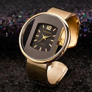 Women'S Hollow Dial Quartz Wrist Watch, Round Analog Display, Alloy Case & Strap, with Button Battery