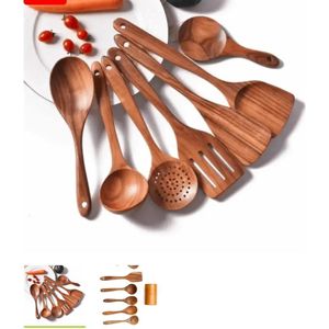 8 Pcs Wooden Cooking Cutlery Set