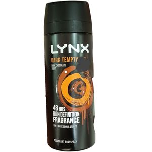 Lynx DARK TEMPTATION DEODORANT BODYSPRAY Dark Chocolate Scent 48H High Definition Fragrance Don't Mask Odour Stop It cf