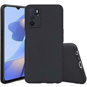 Oppo A16 Phone Case, Black Soft Silicone TPU Phone Cover Case with Protective Design and Full Body Coverage