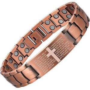 Retro Copper Cross Magnetic Wide Bangle - Men's Stylish Unique Jewelry with Gift Box