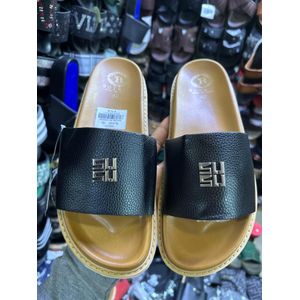 Men Slides leather and rubber sole 