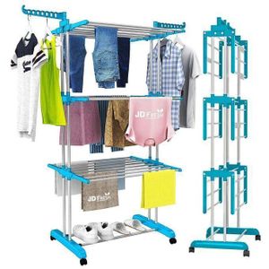 Cloth Drying Stand - Pre-Assembled, Large Drying Area, Collapsible 3-Tier Clothes Drying Rack With Hanger 