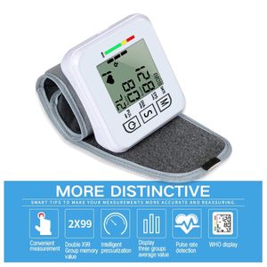 New LED Rechargeable Wrist Blood Pressure Monitor English / Russian /  Portuguese / Spanish Voice Broadcast Tonometer BP Monitor
