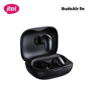 Itel TWS BudsAir 5 e Earpods with Subtle Shine Sleek Curves, Rich Deep Bass Sound, 39 Hours Long Playtime, 3.5g Lightweight In-Ear Design , Portable with a Lanyard - Black