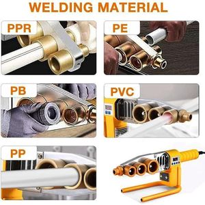 Heavy duty 1000W Pipe Fusion Welder, Digital Display Hot-Melt Welding Machine for PPR/PE/PP Pipes, Adjustable temperature , Double Heat Dissipation, 6 Sets