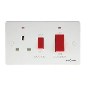 Tronic 45A Cooker Control Unit with Switched Socket & Neon