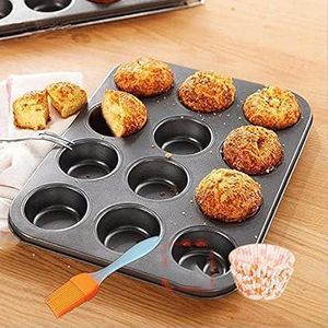 Premium 12-Hole Non-Stick Cupcake & Muffin Baking Tin – Heavy-Duty Carbon Steel Tray for Professional Home Baking – Easy Release & Dishwasher Safe