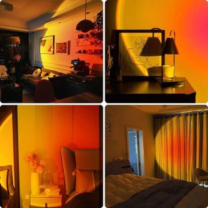 Sunset Projection Lamp for Bedroom – LED Night Light with USB Charging