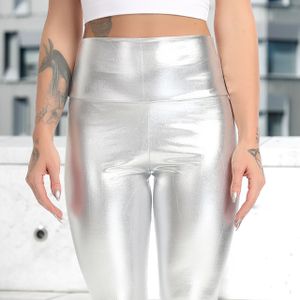 Faux Leather Leggings for Women Metallic High Waist Trousers Stretchy Pants  Slim Fitted Stretchy Elastic Club Sweatpant