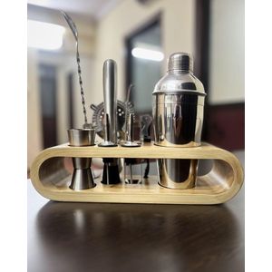 Cocktail Shaker Set / Food-Grade Stainless Steel Mixology Bartender Kit / Bar Tools with Stylish Bamboo Stand / Rust-Proof & Dishwasher Safe (12Pieces)