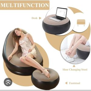 2in1 inflatable sofa with foot rest stool and manual pump