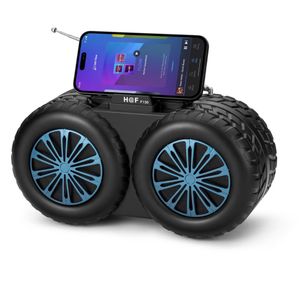 Caston Wireless Portable Creative Double Tyre Bluetooth Speaker with Solar Panel Charging Wireless Speaker Active FM Radio, Rechargeable With Normal Tyre