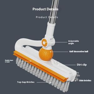 3-in-1 V-Shaped Floor Scrubbing Brush – Broom, Scrubber & Squeegee Cleaning Tool for Corners and Edges
