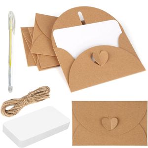 Mini Envelopes, 20PCS Envelope with Blank Card, Ropes and Pen