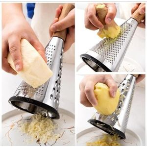 Unbrand 4 sided stainless steel kitchen grater with Wooden handle 