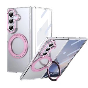 Magnetic  Ring Clear Case for Samsung Galaxy Z Fold 5 Shockproof Transparent Cover with Kickstand