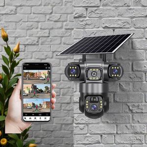 Quality Ensured V380 Pro 12MP 4G PTZ Rotating Triple Lens Outdoor Solar CCTV Camera with High Quality Body Construction
