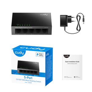 cudy GS105 5-Port Gigabit Metal Ethernet Switch - 10/100/1000Mbps Unmanaged Network Switch, Plug & Play, Fanless, Desktop & Wall Mount for Home, Office & CCTV