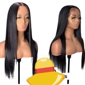 Human blend closure straight wig 