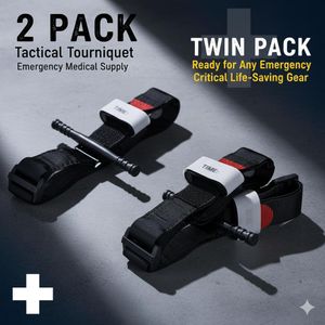 2 PCs Tactical Emergency Tourniquet – One-Handed Rapid Bleed Control for First Aid, Military, Outdoor, Home & Survival Use
