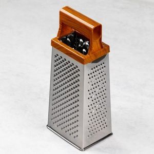 4-Sided Stainless Steel Kitchen Grater with Wooden Handle