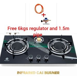 Nunix 3 Burner Table Top Infrared Glass  Gas Cooker+ 1.5m Pipe + 6kgs Regulator