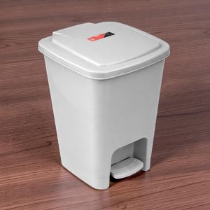 30L Gray Hard Plastic Seamless Body Hygienic Use Step Pedal Waste Garbage Dust Bin