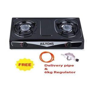 AILYONS  Stainless Steel Double Burner Cooker With Pipe,Regulator and connecting clips