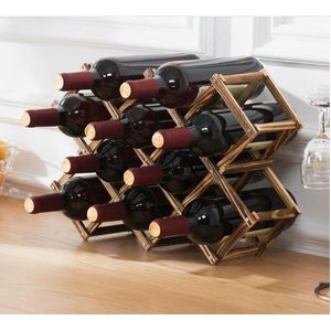 Foldable10 Slot wooden wine bottle rack 