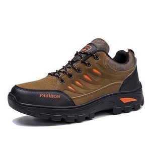 SHJO Hiking Shoes Men Outdoor Trekking Camping Work Commute Synthetic Non-slip Wear-resistant Shock Absorption Lace Up Footwear Brown