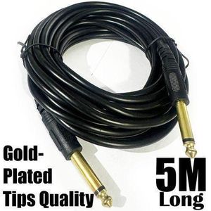 Classic 5 Meter, Black 6.5mm Male to Male Mono Audio Cable, HiFi Gold Plated for Guitar / Amplifier / Microphone