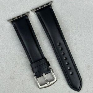 Apple Watch Ultra 49mm&Watch Ultra 2 49mm / Series 9&8&7 45mm / SE 3&SE 2&6&SE&5&4 44mm / 3&2&1 42mm(Black) Leather Strap Watch Band