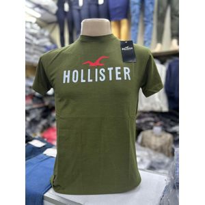 Hollister Graphic T-Shirt Seagull Logo Crew Neck Cotton Tee Slim Fit -Green -Unisex Round Neck T shirt