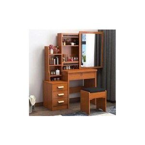 Brown dressing table with sliding mirror