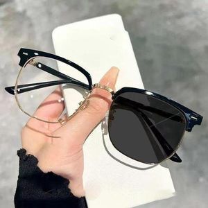 Anti blue light+Sunglasses Half in One Frame Glasses - Black Gold