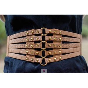 Ladies Wide Waistband Waist Belt- Brown