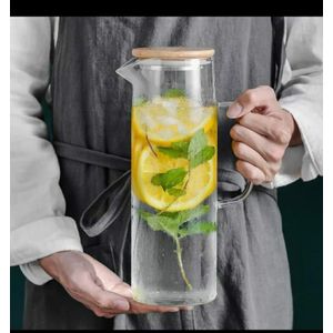 35 Oz Glass Carafe with Stainless Steel Silicone Flip-Top Flow Lid - Glass  Water Pitcher Fridge Ice Tea Maker