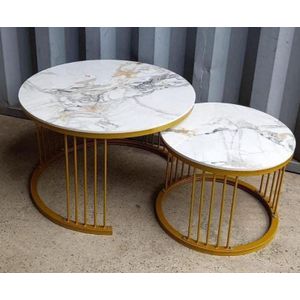 Modern Luxury 2in1 pure  Marble Nesting tables 