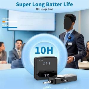 Wireless Lavalier Microphone F11-2 Dual Mic with Lightning, Type-C & AUX Ports