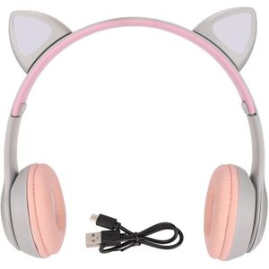 Cat Ear Bluetooth Headset, RGB USB Gaming Headset, Cute Retractable Active Noise Cancelling Headphones, Good Gifts for Girls and Kids (Battery Included)