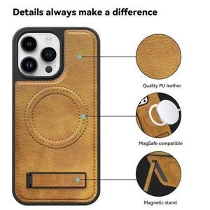 Apple For iphone 14 Pro Max Case with Stand, Luxury Business Genuine Leather Magsafe Magnetic Kickstand Phone Case for iphone 14 Pro Max