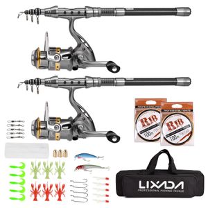 Fishing Rod and Reel Combo Full Kit 1.8m Telescopic Fishing Rod Pole and  Reel Set with Lures Swivels Bell Float Hair Rigs Fishing Accessories 