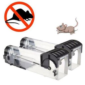 2 Pieces Reusable Humane Mouse Rat Trap Cage Smart No-Kill Rodent Catcher Bait Station for Home Office Effective Mice Vermin Clear Plastic Safe for Pets Kids Children Hamster Repellent Friendly