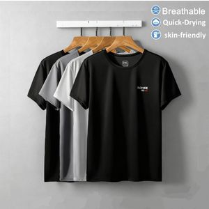 Men's 4in1  Ice Silk Elasticity Thin Top Breathable quick-dry Short Sleeve T-shirt