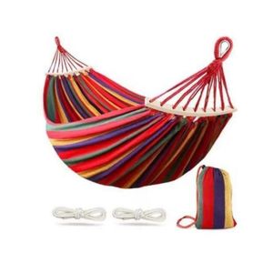 Large Portable Cotton Hammock for 2 Adults – Heavy-Duty Double Camping Hammock (300KG Capacity), Foldable Outdoor Garden Swing Bed for Travel, Beach & Backyard