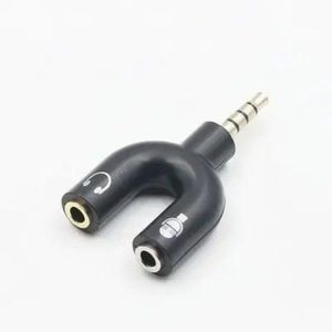 3.5mm Stereo Male To 3.5mm Headphone Mic Female Splitter Adapterblack